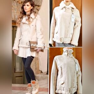 ❤️ LAST size XL ❤️ NWT ZARA SUEDE EFFECT FLEECY BIKER JACKET COAT